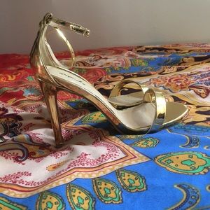5 for $25! Qupid Gold Strappy Heels